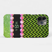 Mooie groene chevron glitter bling elegant Case-Mate iPhone case (Achterkant (horizontaal))