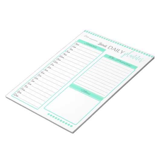 Mooie groene dagelijkse planner aangepaste notitie notitieblok (Schuin)