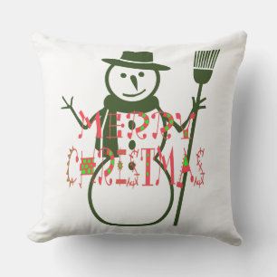 Mooie groene decoratie sneeuwman voor Kerstmis Buitenkussen