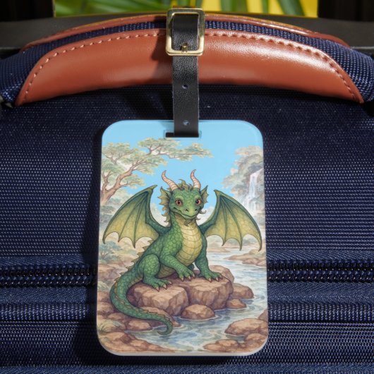 Mooie groene draak bagagelabel (Voorkant Insitu 2)
