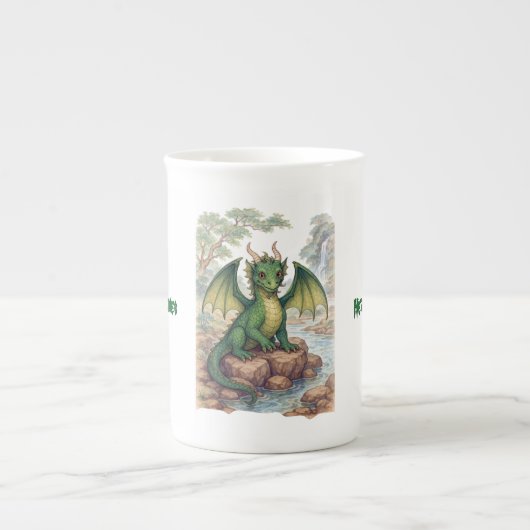 Mooie groene draak porselein kop (Voorkant)