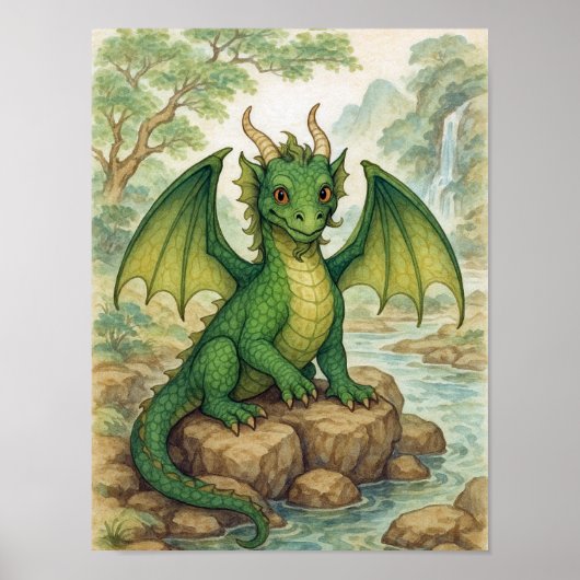 Mooie groene draak poster (Voorkant)