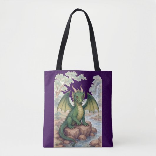 Mooie groene draak tote bag (Voorkant)
