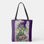 Mooie groene draak tote bag (Achterkant)