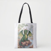 Mooie groene draak tote bag (Voorkant)
