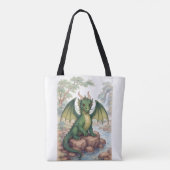 Mooie groene draak tote bag (Achterkant)