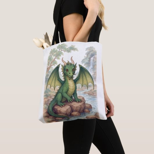 Mooie groene draak tote bag (Dichtbij)