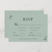 Mooie groene eenvoudige moderne bruiloft RSVP kaartje (Voorkant / Achterkant)