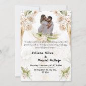Mooie groene en beige bruiloft uitnodiging (Voorkant)