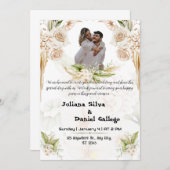 Mooie groene en beige bruiloft uitnodiging (Voorkant / Achterkant)