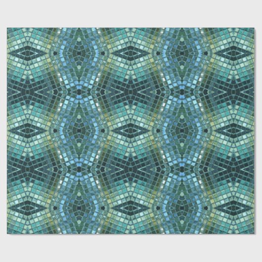 Mooie groene en blauwe glazen mozaïek cadeaupapier (Vlak)