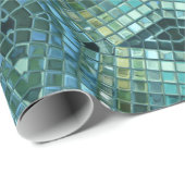 Mooie groene en blauwe glazen mozaïek cadeaupapier (Rol Hoek)
