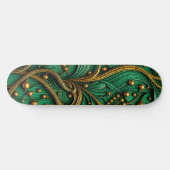 Mooie groene en gouden bloemen en kralen Abstract Persoonlijk Skateboard (Horizontaal)