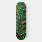 Mooie groene en gouden bloemen en kralen Abstract Persoonlijk Skateboard (Voorkant)