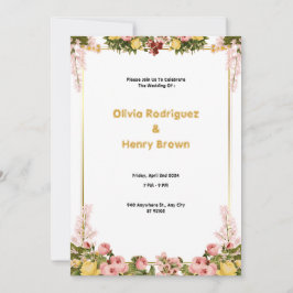 Mooie groene en gouden bruiloft uitnodiging