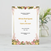 Mooie groene en gouden bruiloft uitnodiging (Staand voorkant)