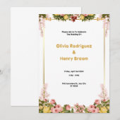 Mooie groene en gouden bruiloft uitnodiging (Voorkant / Achterkant)