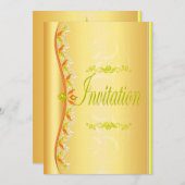 Mooie groene en oranje gouden uitnodiging (Voorkant / Achterkant)