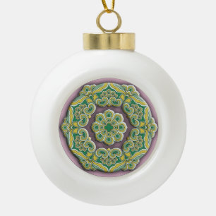 Mooie groene en paarse Chinese mandala Keramische Bal Ornament