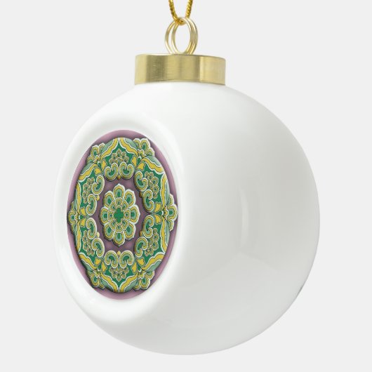 Mooie groene en paarse Chinese mandala Keramische Bal Ornament (Rechts)