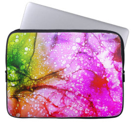 Mooie groene en roze Abstracte kunst Laptop Sleeve