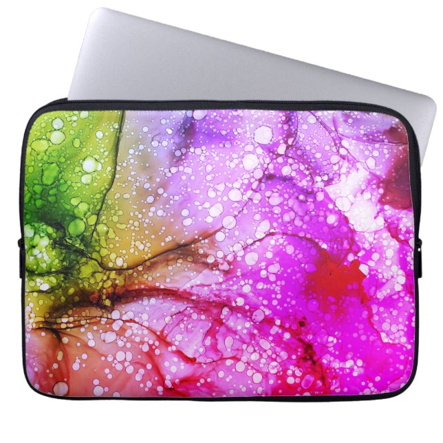 Mooie groene en roze Abstracte kunst Laptop Sleeve (Voorkant)
