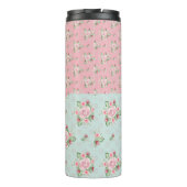 Mooie groene en roze Floral patronen Thermosbeker (Achterkant)