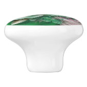 Mooie  groene en roze rozen keramische knop (Zijkant)