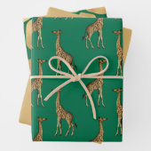 Mooie groene en Tan-Giraffe Inpakpapier Vel (In situ)