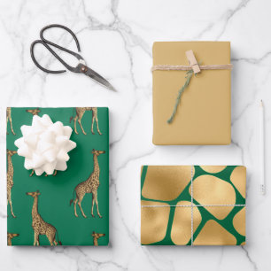 Mooie groene en Tan-Giraffe Inpakpapier Vel