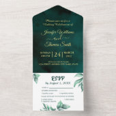 Mooie Groene en witte bruiloft All In One Uitnodiging (Binnen)