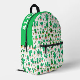 Mooie groene en witte cactus watercolorpatroon bedrukte rugzak