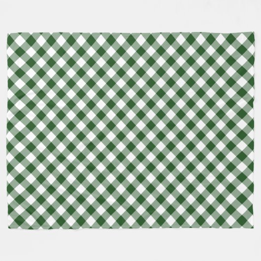 Mooie groene en witte diagonaal Gingham Plaid Fleece Deken (Voorkant (Horizontaal))
