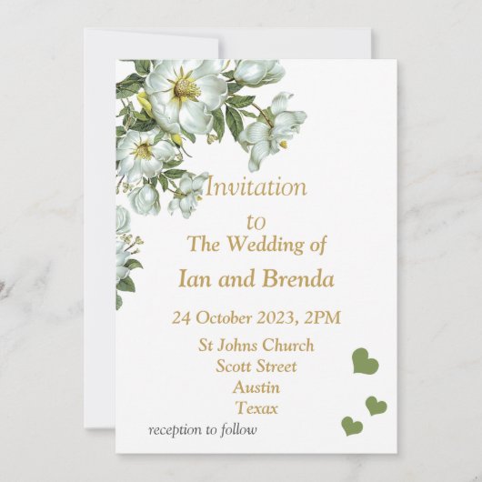 Mooie groene en witte trouwkaart kaart (Voorkant)