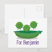 Mooie groene erwten en pod cartoon illustratie briefkaart (Voorkant / Achterkant)