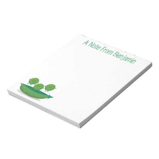 Mooie groene erwten en pod cartoon illustratie notitieblok (Linkerzijde)