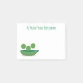 Mooie groene erwten en pod cartoon illustratie post-it® notes (Voorkant)