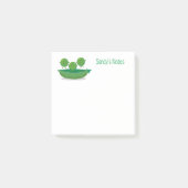 Mooie groene erwten en pod cartoon illustratie post-it® notes (Voorkant)