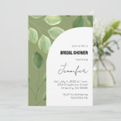 Mooie groene eucalyptusbladeren uitnodiging (Staand voorkant)