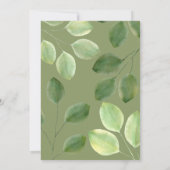 Mooie groene eucalyptusbladeren uitnodiging (Achterkant)