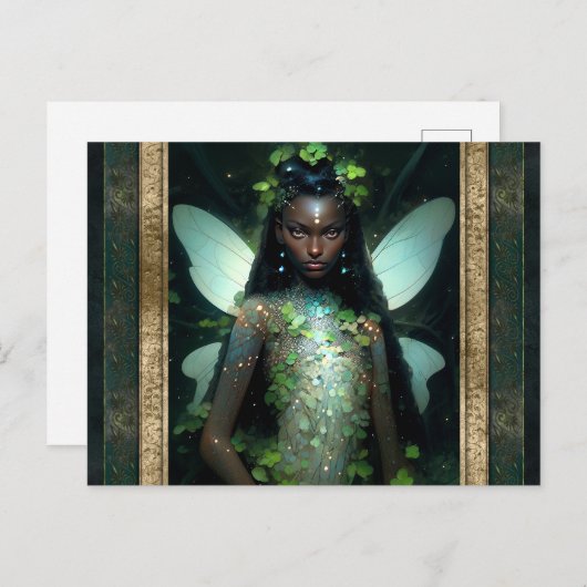 Mooie Groene Fairy Vrouw Fantasy Art Briefkaart (Voorkant / Achterkant)