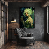 Mooie groene fee  stijl kunst poster