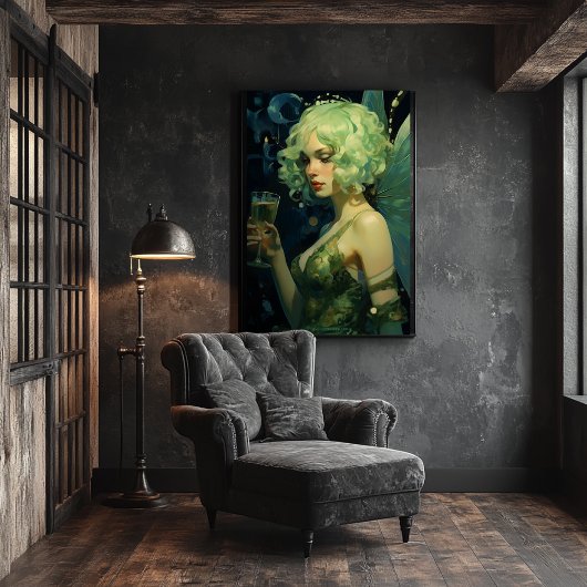 Mooie groene fee  stijl kunst poster