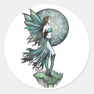 Mooie Groene Feeënstickers Ronde Sticker