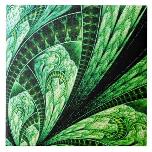 Mooie groene fractal ontwerp digitale kunst tegeltje (Voorkant)
