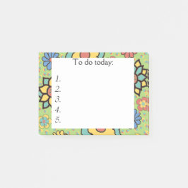 Mooie groene, gele, blauwe bloemige Post-it-briefj Post-it® Notes