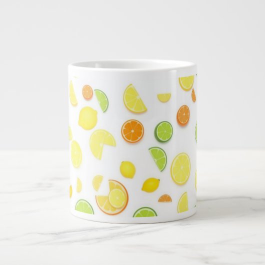 Mooie groene & gele citroen grote koffiekop (Voorkant)