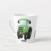Mooie groene gelukkige boerentractor cartoonillust latte mok (Linkerhoek)