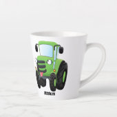 Mooie groene gelukkige boerentractor cartoonillust latte mok (Rechts)