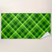 Mooie groene geruite badhanddoek (Voorkant)